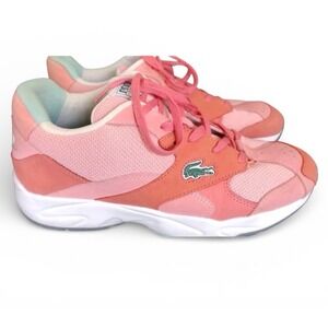Lacoste Sport Storm 96 Mens Size 10 Pink Suede Mesh Chunky Lifestyle Sneakers